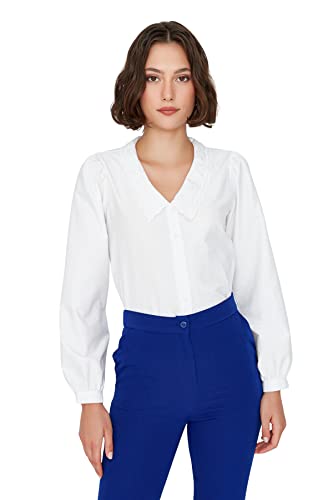 TRENDYOL Damen Kragen Ausführliches Hemd. Shirt, Weiß, 34 EU von TRENDYOL