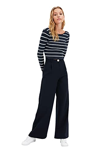 TRENDYOL Damen Large Trousers With Navy Bladder Pants, Marineblau, 36 EU von TRENDYOL