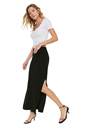 Trendyol Damen Maxi-Bleistiftrock Slim Fit Strickrock Rock, Schwarz, 36 von TRENDYOL