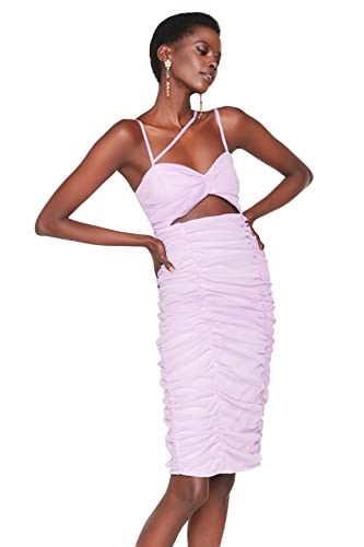 TRENDYOL Damen Maxi Bodycon Fitted Dress Kleid, Lila, 40 EU von TRENDYOL