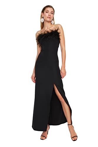 Trendyol Damen Maxi-Abendkleid figurbetont, gewebt, Schwarz, 62 von TRENDYOL