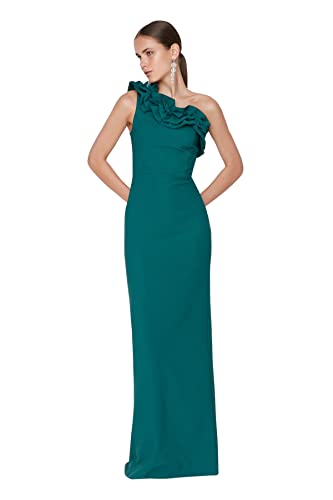 Trendyol Damen Women Regular Fit Woven Evening Dress Maxi-Shift-Abendkleid, Normale Passform, gewebt, smaragdgrün, 66 von TRENDYOL