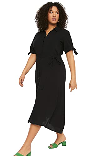 TRENDYOL Damen Maxi Standard Regular Plus Size Kleid, Schwarz, 44 Große Größen EU von TRENDYOL