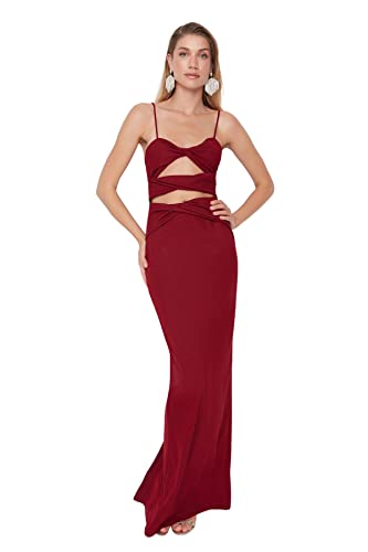 TRENDYOL Damen Maxi-abendkleid und Ballkleid in Meerjungfrauenform Kleid, Bordeaux, 38 EU von TRENDYOL