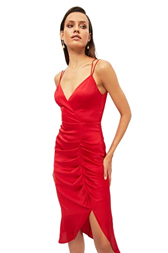 TRENDYOL Damen Maxi-wickelkleid, Normale Passform, Gewebtes Kleid, Rot, 32 TRENDYOL Damen Maxi-wickelkleid, Normale Passform, Gewebtes Kleid, Rot, 32 von TRENDYOL