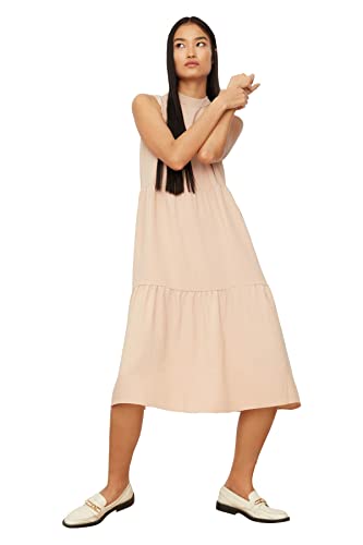 Trendyol Women's Breites geschnittenes Kleid Dress, Beige, 42 von TRENDYOL