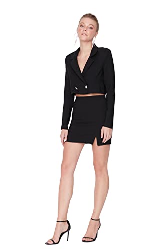 Trendyol Women's Damen Mini Bodycon Webstoff Rock Skirt, Schwarz, 40 von TRENDYOL