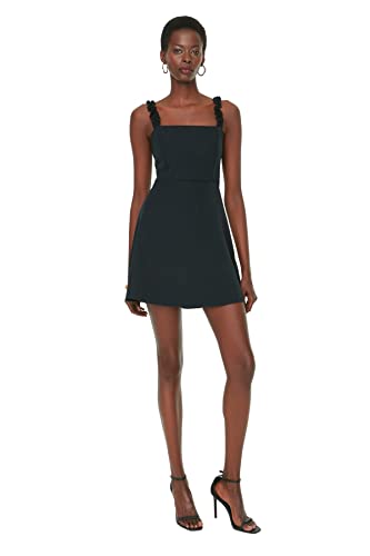 Trendyol Damen Mini A-Linie Regular Fit Gewebtes Kleid, Schwarz, 40 von TRENDYOL