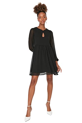 TRENDYOL Damen Trendyol Woman Design Maxi Standard Crew Neck Woven Dress Kleid, Schwarz, 34 EU von TRENDYOL