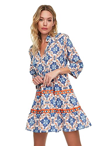 Trendyol Damen Women Relaxed fit Woven Dress Mini Basic Locker geschnittenes Webkleid, Very Colorful, 36 von TRENDYOL