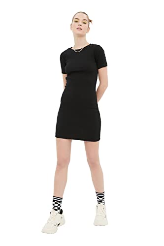 TRENDYOL Damen Mini Gestricktes Kleid Dress, Schwarz, S EU von TRENDYOL