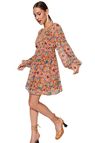 Trendyol Damen Mini Shift Regular Fit Gewebtes Kleid, Orange, 36 Trendyol Damen Mini Shift Regular Fit Gewebtes Kleid, Orange, 36 von TRENDYOL