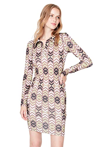 TRENDYOL Damen Mini Shirt Dress Regular Dress Kleid, Khaki, L EU von TRENDYOL