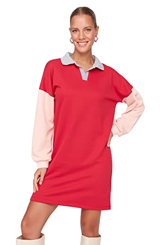 TRENDYOL Damen Mini Shirt Regular Dress Kleid, Rot, XL von TRENDYOL
