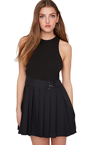 TRENDYOL Damen Mini-Skater Kleid, Schwarz, 22 von TRENDYOL