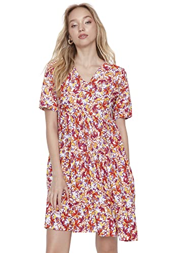 TRENDYOL Damen Mini Skater Regular Dress Kleid, Natur, 32 von TRENDYOL