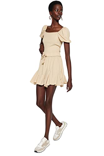 Trendyol Damen Mini-Skaterrock, reguläre Passform Rock, beige, 34 von TRENDYOL