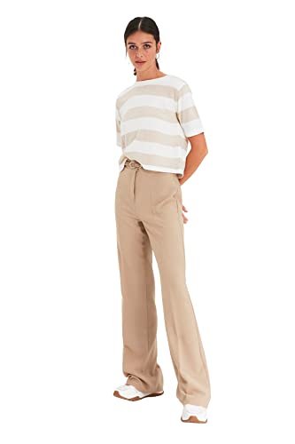 TRENDYOL Damen Mink Straight Cut Trousers Pants, Hellbraun, 38 EU von TRENDYOL