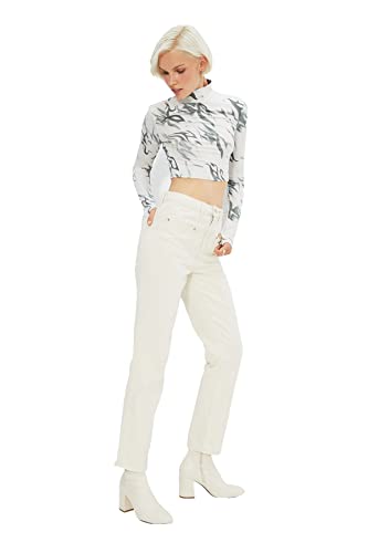 TRENDYOL Damen Mobile Detailed High Waist Bootcut Jeans, Ecru, 38 EU TRENDYOL Damen Mobile Detailed High Waist Bootcut Jeans, Ecru, 38 EU von TRENDYOL