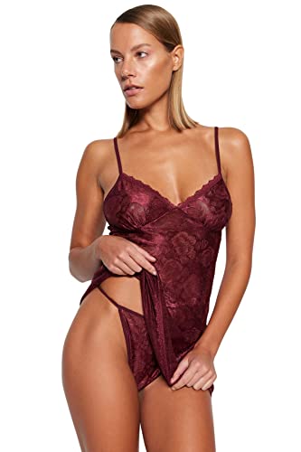 TRENDYOL Damen Negligee-Burgund-Uni, Burgunderfarben, 36 von TRENDYOL