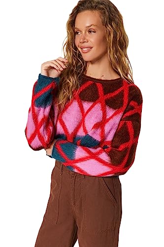 Trendyol Damen Oversize Basic Crew Neck Knitwear Sweater Pullover, Brown, M von TRENDYOL