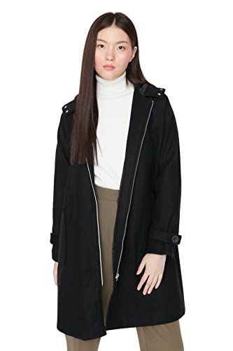 TRENDYOL Damen Oversize Basic Plain Webstoff Mantel Coat, Schwarz, 38 von TRENDYOL