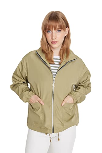 Trendyol Damen Oversize Basic Plain Webstoff Winterjacke Coat, Light Khaki, s von TRENDYOL