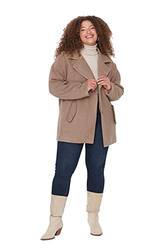 TRENDYOL Damen Oversize Shift Plain Webstoff Größen in Mantel Coat, Mink Color, 48 TRENDYOL Damen Oversize Shift Plain Webstoff Größen in Mantel Coat, Mink Color, 48 von TRENDYOL
