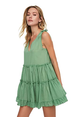 TRENDYOL Damen Oversized Voile Beach Dress, Grün, 40 EU von TRENDYOL