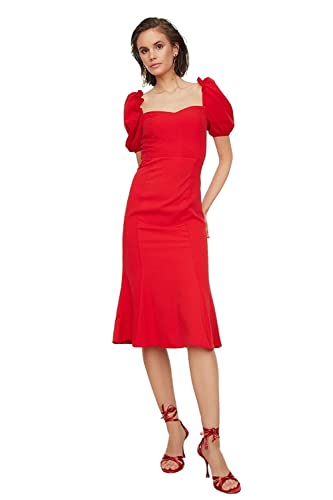 Trendyol Damen Install Detailed Dress Kleid, Fuchsia, 40 von TRENDYOL