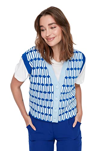 TRENDYOL Damen Patterned Knitwear Sweater, Light Blue, S EU TRENDYOL Damen Patterned Knitwear Sweater, Light Blue, S EU von TRENDYOL