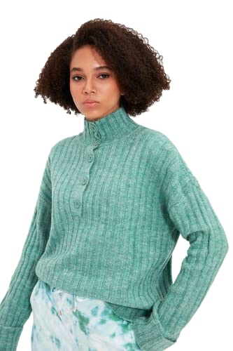 TRENDYOL Damen Plain Collar, Regular Sweater Sweatshirt, Mint, M EU von TRENDYOL