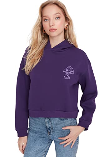 TRENDYOL Damen Kapuze Plain Regular Sweatshirt Sweatshirt Casual/Casual, Violett, M von TRENDYOL