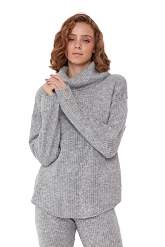 TRENDYOL Damen Plain Turtle Neck Sweater Sweatshirt, Grau, L EU von TRENDYOL