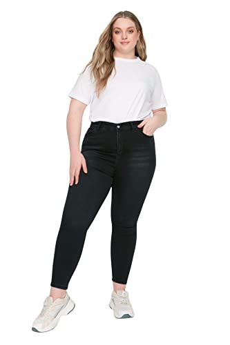 TRENDYOL Damen Plus Size High Waist Skinny Plus Size Jeans, Schwarz, 42 Große Größen EU von TRENDYOL