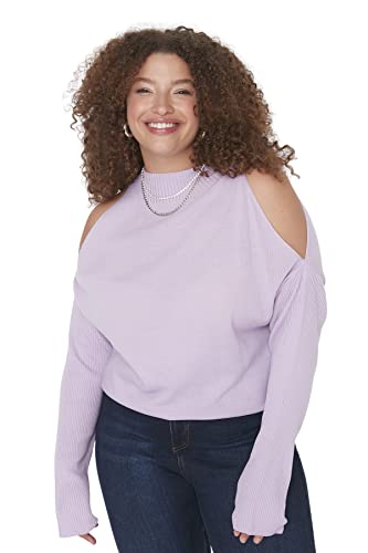 TRENDYOL Damen Pullover mit hohem Halsausschnitt, Violett, 44 von TRENDYOL