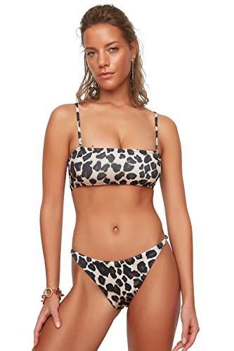 TRENDYOL Damen Python Patterned Bikini Bottoms, Brown, 44 EU von TRENDYOL