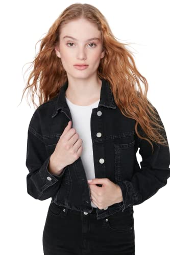 TRENDYOL Damen Regular Basic Plain Webstoff Jacke Coat, Schwarz, XS TRENDYOL Damen Regular Basic Plain Webstoff Jacke Coat, Schwarz, XS von TRENDYOL