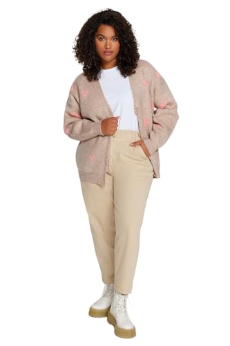 Trendyol Damen Relaxed fit Basic Lapel Collar Knitwear Plus Size Cardigan Pullover, Ecru, 3XL Größen von TRENDYOL