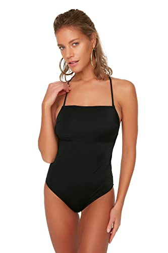 TRENDYOL Damen Ridge Cross Bossy Badeanzug One Piece Swimsuit, Schwarz, 40 EU von TRENDYOL