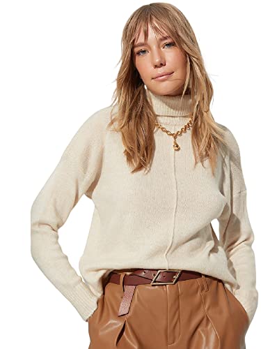 TRENDYOL Damen Rollkragenpullover, Einfarbig Sweatshirt, Beige, S von TRENDYOL