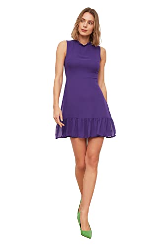 TRENDYOL Damen Ruffle Dress, Lila, 34 EU von TRENDYOL