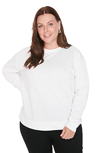 Trendyol Damen Rundhalsausschnitt, einfarbig, regulär, Übergröße Sweatshirt, Natur, 5XL Plus von TRENDYOL