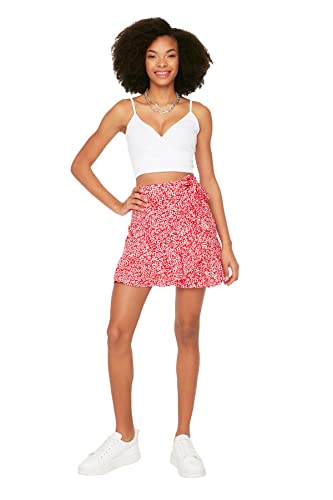 TRENDYOL Damen Schwungrad Gestrickter Rock. Skirt, Rot, M EU von TRENDYOL