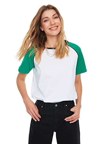 Trendyol Damen Regular Standard Rundhals Knit T-Shirt Hemd, grün, X-Large von TRENDYOL