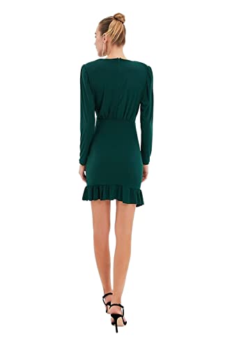Trendyol Damen Silvester Glam Mini Bodycon Regular Fit Strickkleid Kleid, smaragdgrün, 40 von TRENDYOL