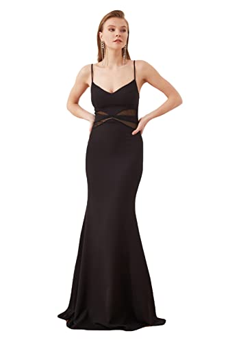 TRENDYOL Damen Spitze Detailliertes Abendkleid & Abschlusskleid Formal Night Out Dress, Schwarz, 36 EU von TRENDYOL