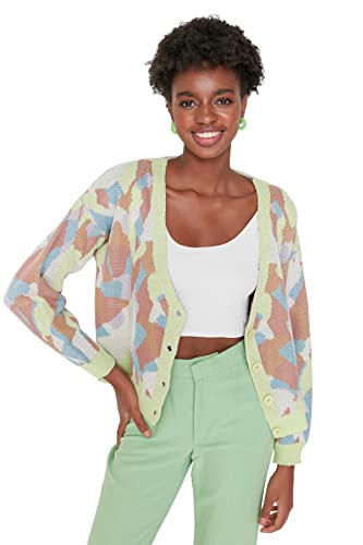 TRENDYOL Damen Stone Jacquard Cardigan Pullover, Mint, M EU von TRENDYOL