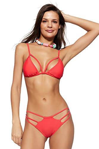 TRENDYOL Damen Strick-Bikinioberteil Bademode, Rot, 34 von TRENDYOL