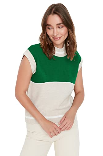 TRENDYOL Damen Süveter Shirt With Colour Bloc Sweater, Beige, L EU von TRENDYOL